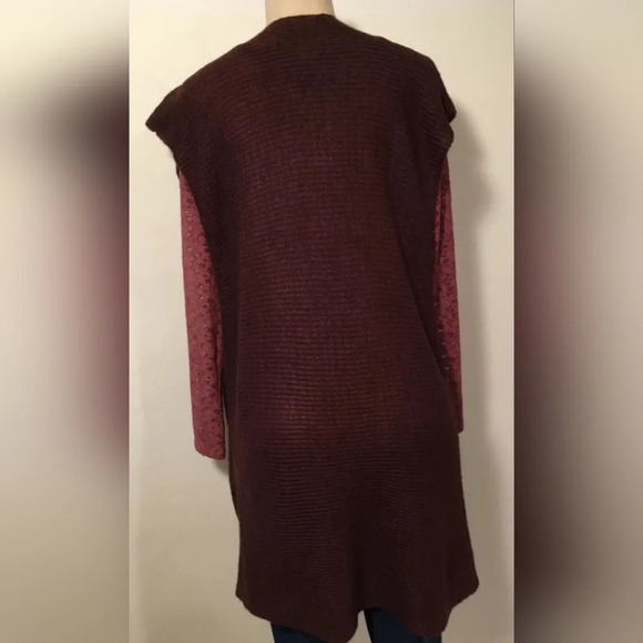 Soft Surroundings Mohair Blend Sweater vest Burgundy Small Bohemian - Picture 5 of 6